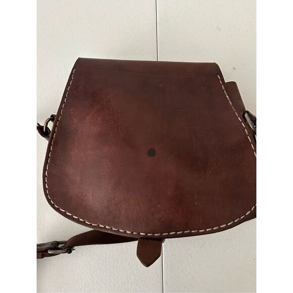 Vintage Women's Brown Handmade Leather Saddle Bag OS - Picture 3 of 11